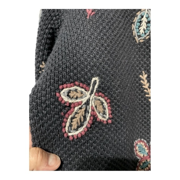 𝅺Paul Harris Design Embroidered Floral Leaf Sweater size M - Picture 4 of 6